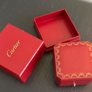 Authentic Cartier Red ring Box with Gold Accents